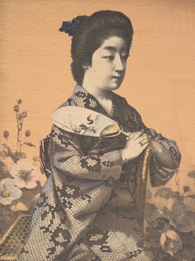 うちわ、うちわを運ぶ少女。 1900年 作： Hugechi