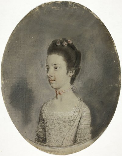 女性の胸像のポートレート 作： Hugh Douglas Hamilton