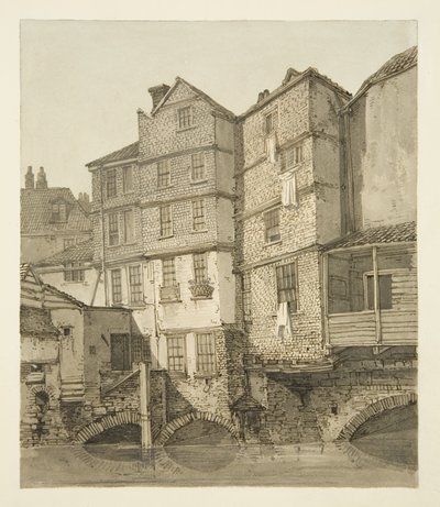 フロム、1823年のクリスマス橋に向かって上流を見ている 作： Hugh ONeill
