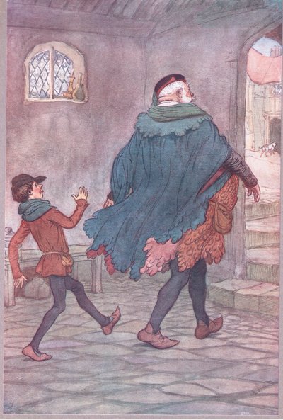 Exeunt Falstaff and Robin、illustration from The Merry Wives of Windsor、1910 作： Hugh Thomson