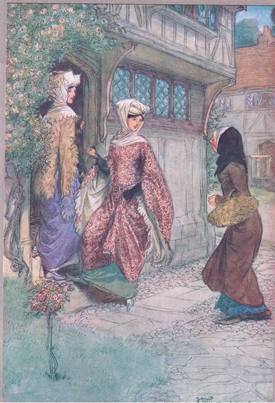 私たちと一緒に行き、1910年のウィンザーの陽気な妻たちのイラストを見てください。 作： Hugh Thomson