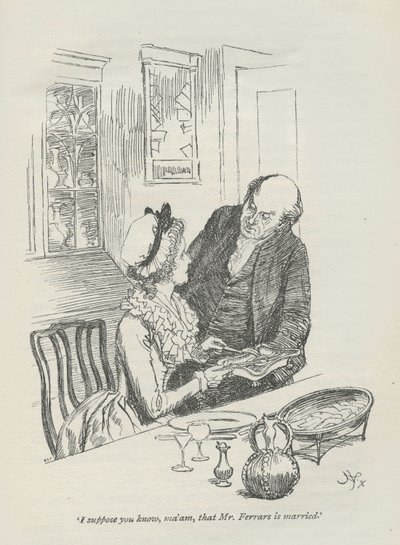 私はあなたが知っていると思います、マーム、ミスターフェラーズは結婚しています、1896年 作： Hugh Thomson