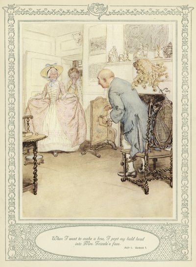 ゴールドスミスの彼女が征服するためにかがむイラスト 作： Hugh Thomson