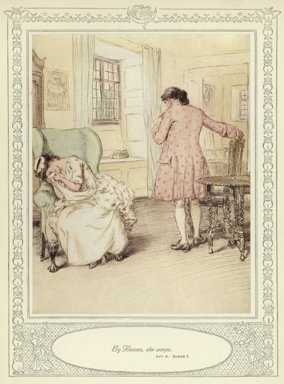 ゴールドスミスの彼女が征服するためにかがむイラスト 作： Hugh Thomson