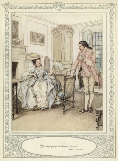 ゴールドスミスの彼女が征服するためにかがむイラスト 作： Hugh Thomson