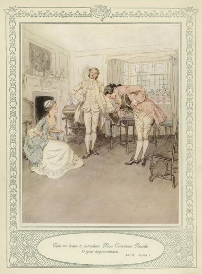 ゴールドスミスの彼女が征服するためにかがむイラスト 作： Hugh Thomson