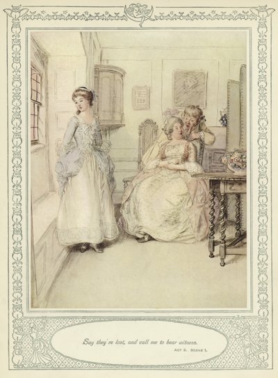 ゴールドスミスの彼女が征服するためにかがむイラスト 作： Hugh Thomson