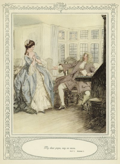 ゴールドスミスの彼女が征服するためにかがむイラスト 作： Hugh Thomson