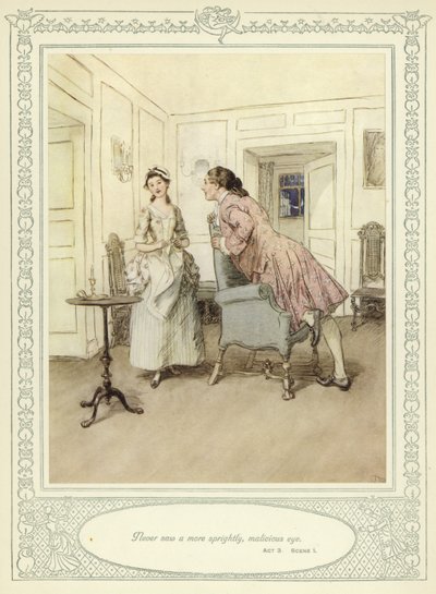 ゴールドスミスの彼女が征服するためにかがむイラスト 作： Hugh Thomson