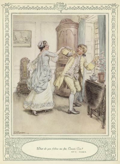 ゴールドスミスの彼女が征服するためにかがむイラスト 作： Hugh Thomson
