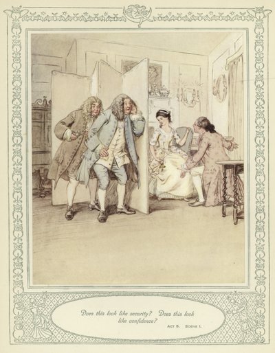 ゴールドスミスの彼女が征服するためにかがむイラスト 作： Hugh Thomson