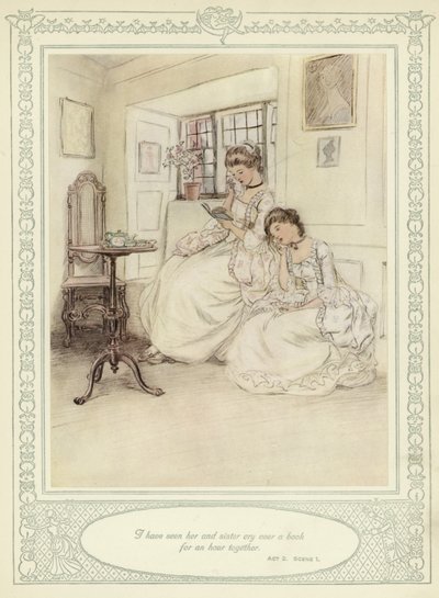 ゴールドスミスの彼女が征服するためにかがむイラスト 作： Hugh Thomson