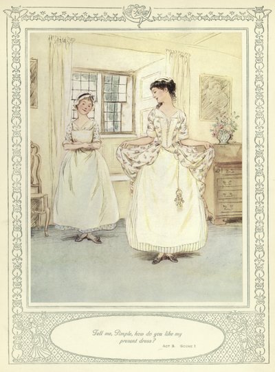 ゴールドスミスの彼女が征服するためにかがむイラスト 作： Hugh Thomson