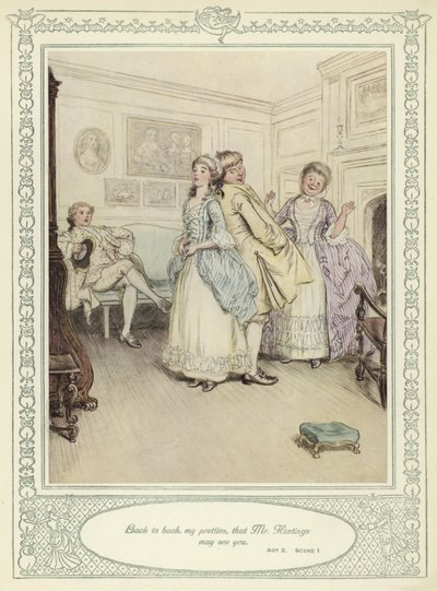 ゴールドスミスの彼女が征服するためにかがむイラスト 作： Hugh Thomson