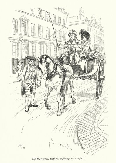 ジェーン・オースティンの「ノーサンガー・アビー」の挿絵（リトグラフ）。 作： Hugh Thomson