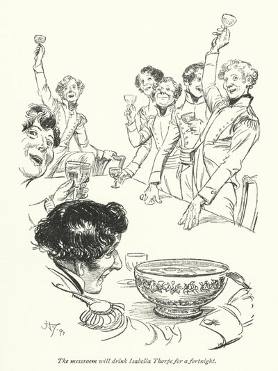 ジェーン・オースティンの「ノーサンガー・アビー」のイラスト（リトグラフ 作： Hugh Thomson