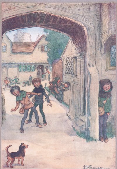 スレンダー様は少年たちを遊びに行かせる」（「ウィンザーの陽気な女房たち」の挿絵 作： Hugh Thomson