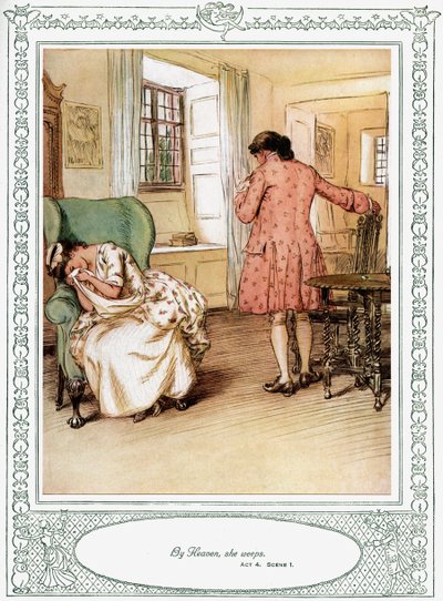 オリバー・ゴールドスミスの舞台「She Stoops to Conque」。 作： Hugh Thomson