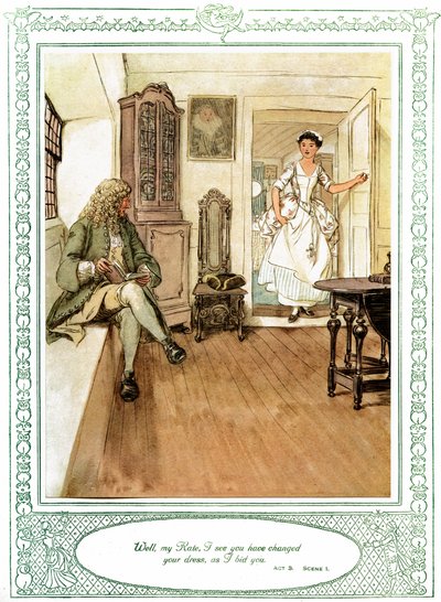 オリバー・ゴールドスミスの舞台「She Stoops to Conque」。 作： Hugh Thomson