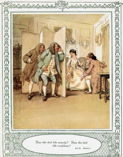 オリバー・ゴールドスミスの舞台「She Stoops to Conque」。 作： Hugh Thomson