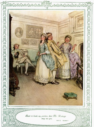 オリバー・ゴールドスミスの舞台「She Stoops to Conque」。 作： Hugh Thomson