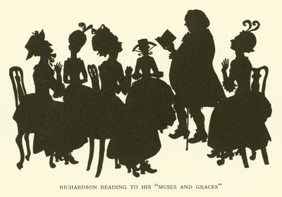 リチャードソンが "Muses and Graces "を読んでいる様子（エングレーヴィング 作： Hugh Thomson
