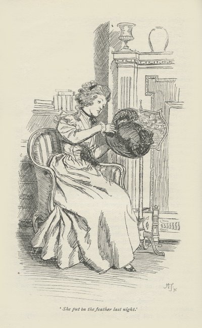 彼女は昨夜羽毛を入れました、1896 作： Hugh Thomson