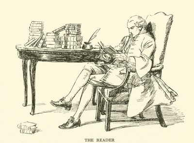 読書家」（エングレービング 作： Hugh Thomson