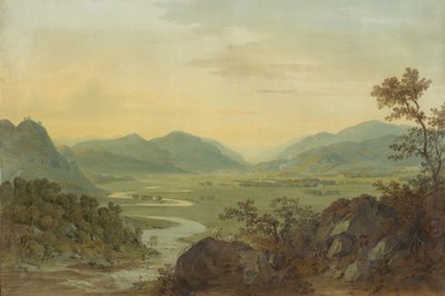 ラウドン城からのカーネ川、エアシャー、1804 作： Hugh William Williams