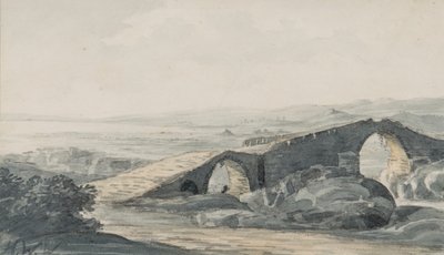 アンダ川の海に向かっているデビルズブリッジ、1818年頃（紙にトイレ） 作： Hugh William Williams