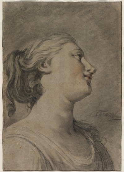 横顔の女性像の頭部、右向き、c. 1763-1770。 作： Hughes Taraval