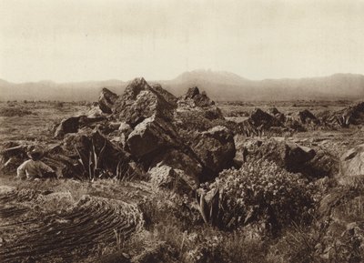 メキシコ：ペドレガル、サン・アンヘル付近の溶岩コリエンテ（モノクロ写真） 作： Hugo Brehme