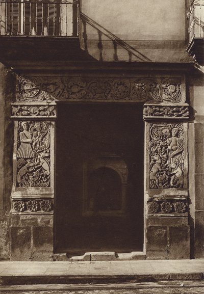 メキシコ：プエブラ、Avenida 3 Oriente no 1の家（モノクロ写真） 作： Hugo Brehme