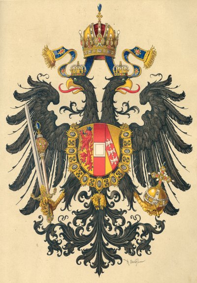 オーストリア帝国の小さな紋章、1890年。 作： Hugo Gerard Strohl