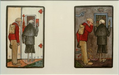 天国と地獄の門での農夫と死 作： Hugo Simberg
