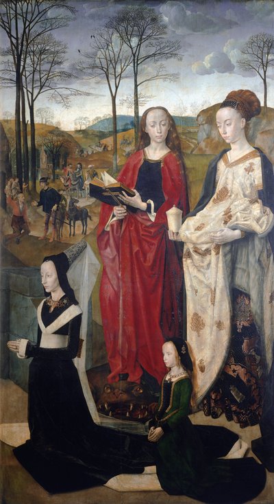 ポルティナーリの祭壇画：羊飼いの礼拝、内部セクションの詳細 - 木に油彩 作： Hugo van der Goes