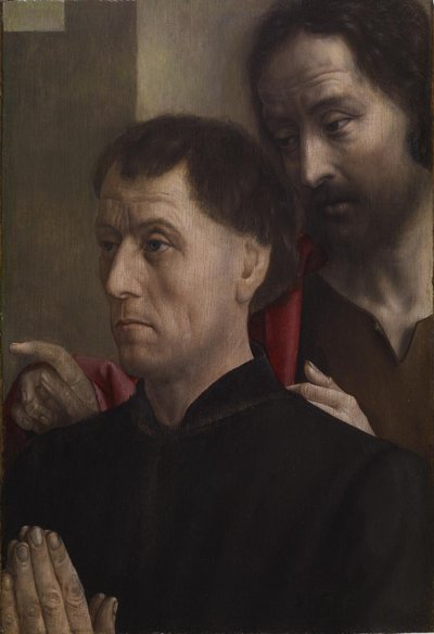バプテストの聖ヨハネとの祈りの男の肖像、1475年頃（パネルに油彩） 作： Hugo van der Goes