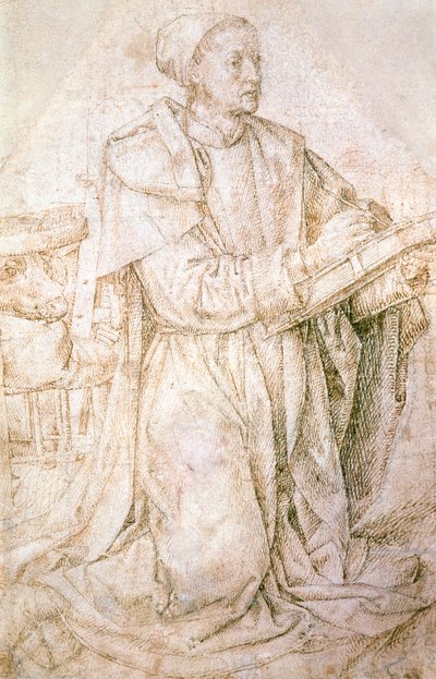 聖ルカのための習作、ヒューゴ・ファン・デル・ゴース（1440-1482）作、素描 作： Hugo van der Goes