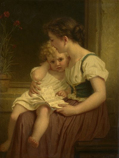 母と子、1864年頃 作： Hugues Merle