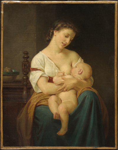 母と子、1869年頃 作： Hugues Merle