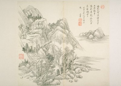 Album After Old Masters And Poems (アルバム (10 枚)、紙にインク) 作： Hui Wang