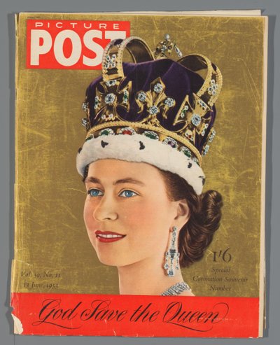 1953 年 6 月 13 日、エリザベス 2 世女王の戴冠式を祝う写真ポストの特別版のコピー ピクチャーポスト / 戴冠記念特別記念品番号（対象タイトル） 作： Hulton Press Ltd.