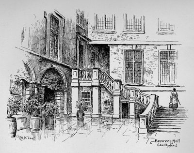 ブリューワーズホールの中庭、1890 作： Hume Nisbet