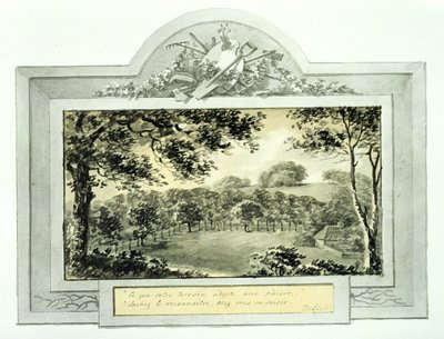 敷地の「後」の眺め、アントニーハウスのレッドブック、c.1812（紙にインク）（「前」の眺めは170692を参照） 作： Humphry Repton