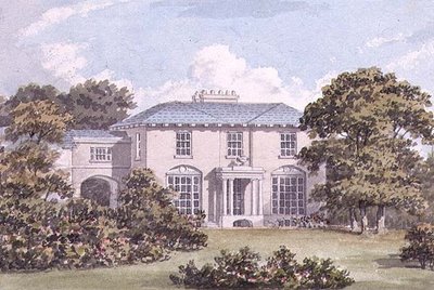 ウィリアム・ホルムのためのクラパム・コモンの家の北側正面のデザイン（水彩画）（85987のペア 作： Humphry Repton