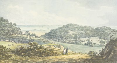 アントニーハウスのレッドブックからのパノラマの「後」の眺め、1812年頃 作： Humphry Repton