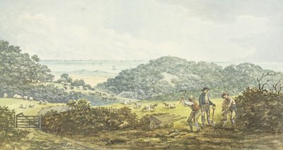 アントニーハウスのレッドブックからのパノラマの「前」の眺め、1812年頃 作： Humphry Repton