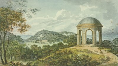 アントニーの家の赤い本、1812年頃の寺院近くのシーン（紙にトイレ） 作： Humphry Repton