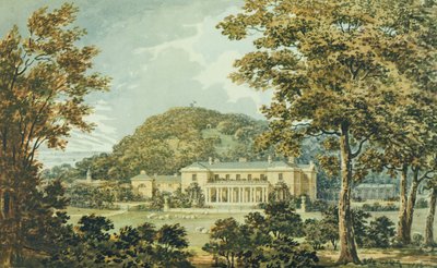 アントニーハウスのレッドブック、1812年頃から見た南正面、東正面の視点 作： Humphry Repton