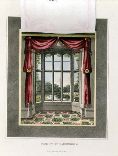 バーニンガムの窓（後）、『風景園芸の理論と実践に関する断片』より。1816年（カラーリトグラフ）（103904も参照） 作： Humphry Repton